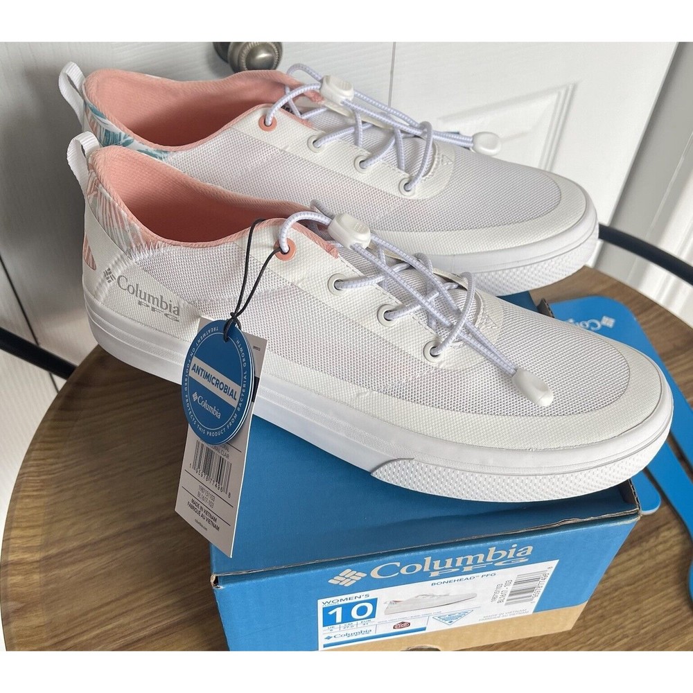 Columbia Women Water Boat Shoes Sneaker Size 10 White PFG Bonehead NEW - Picture 3 of 16